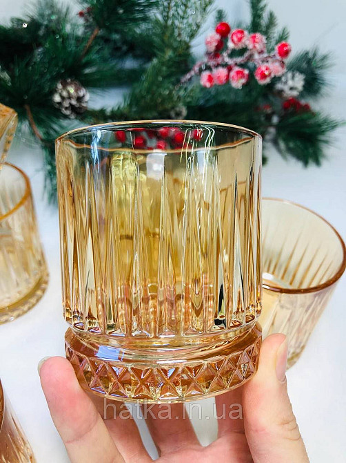 Набір склянок OLens "Бандл" 230 мл 6 шт. бурштинове скло для дому та ресторанів 102-325 Київ - фото 1