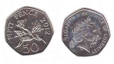 Guernsey Гернси 50 Pence 2012 aUNC / UNC Полтава