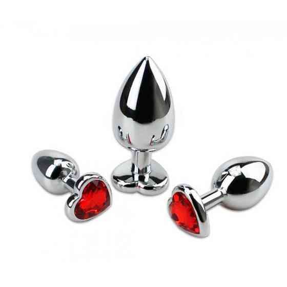 Набір сталевих анальних пробок сердечка - Червоний - 3 шт. (S/M/L) - Анальні іграшки Вінниця