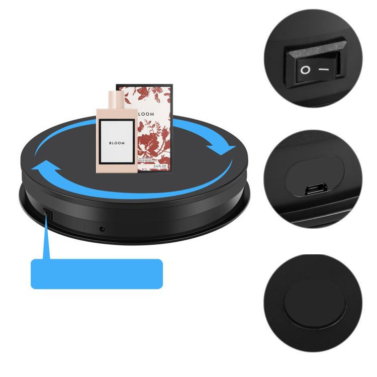 Предметний стіл поворотний 30см з пультом чорний для фото-відеозйомки Puluz PU3131B Київ - фото 2