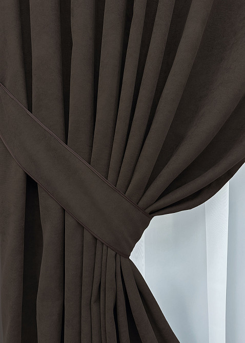 Комплект готовых штор VR-Textil Микровелюр Petek № 1829ш Венге 200х290 см 2 шт (32-143) Киев - изображение 5
