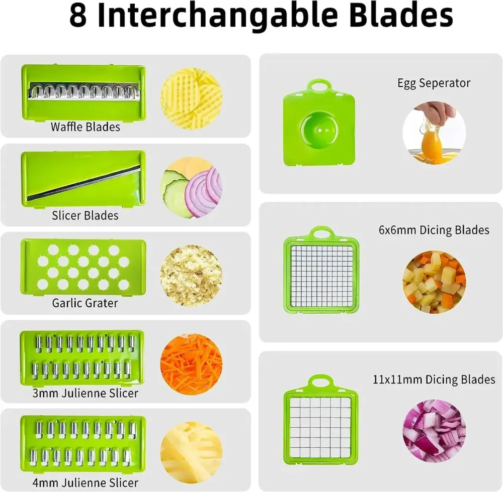 Овочерізка 14 в 1 Veggie Slicer компактна з контейнером для овочів та змінними насадками Одеса - фото 6