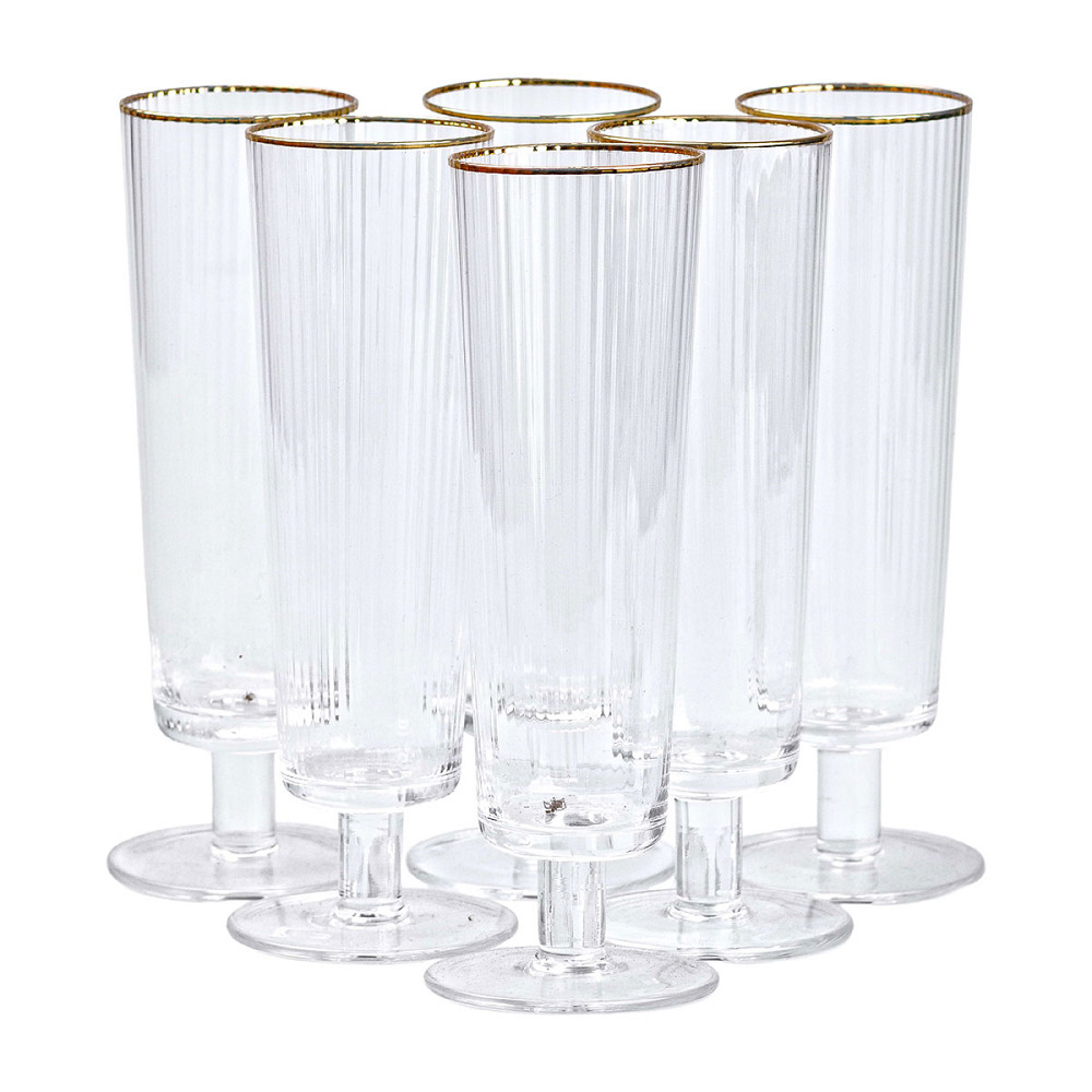 TS Kitchen Келихи для шампанського із золотою облямівкою 6 штук по 300 мл HP82 Коломия - фото 3