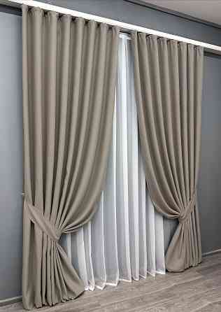 Комплект готових штор VR-Textil Bagema Rvs № 1896ш Сіро-бежевий 130х290 см 2 шт (39-0151) Київ