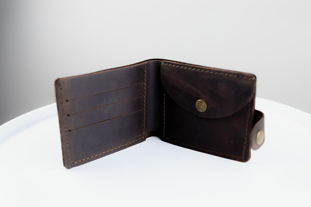 Класичний гаманець із натуральної шкіри Crazy Horse SH015 (Темно-коричневий) Суми - фото 4