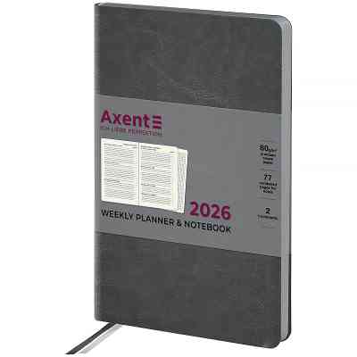 Еженедельник Axent датированный 2026 Partner City Soft 125х195, серый (8521-26-06-A) Винница