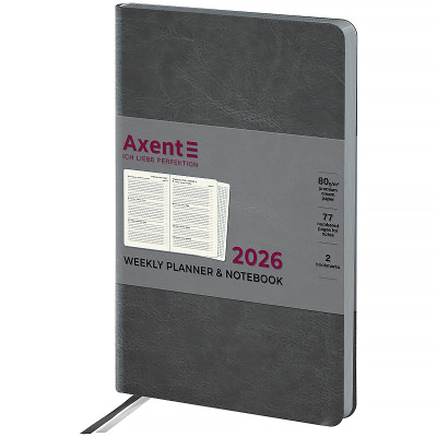 Еженедельник Axent датированный 2026 Partner City Soft 125х195, серый (8521-26-06-A) Винница - изображение 1
