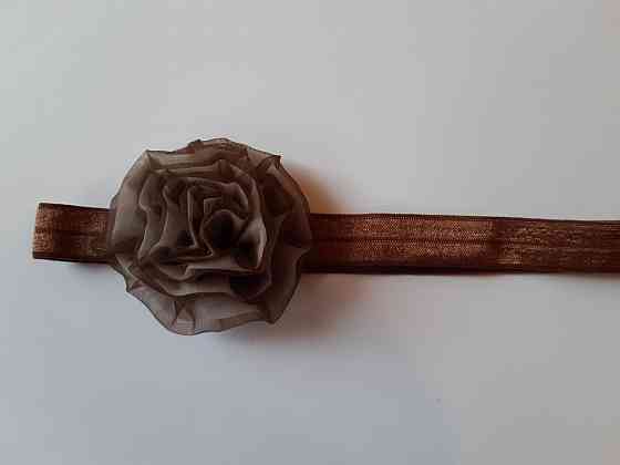 Дитяча пов'язка коричнева - розмір універсальний (на резинці), квітка 7см Київ