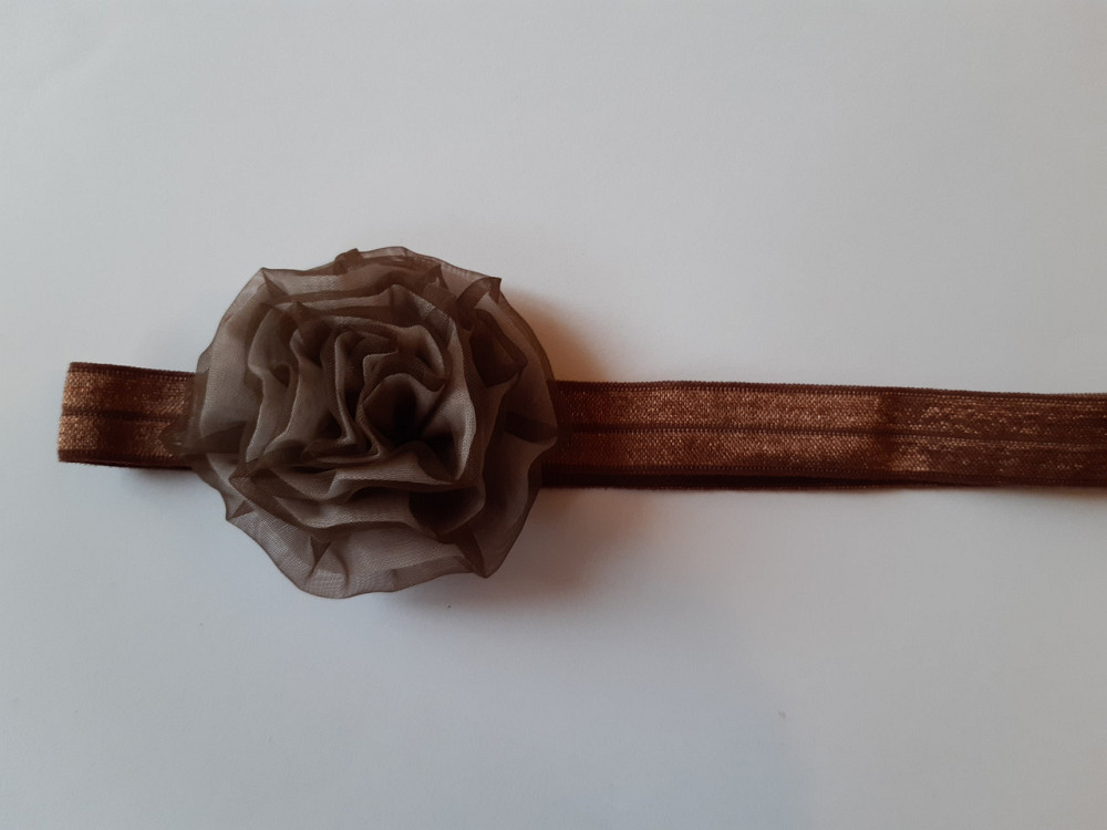 Детская повязка коричневая - размер универсальный (на резинке), цветок 7см Киев - изображение 1
