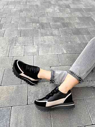 Olli Кросівки жіночі OLLI T-2-Атиа чорні+кофе (весна-осінь, шкіра натуральна) (4870) Коломыя