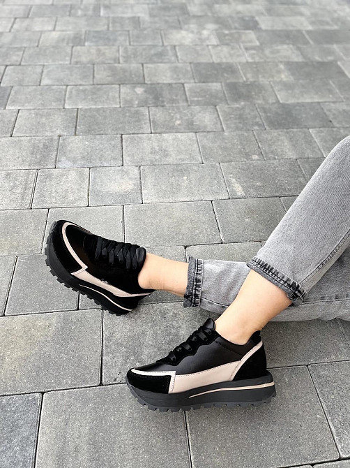 Olli Кросівки жіночі OLLI T-2-Атиа чорні+кофе (весна-осінь, шкіра натуральна) (4870) Коломыя - изображение 6