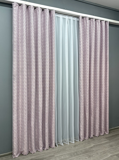 Комплект готовых штор VR-Textil Софт № 1729ш Фуксия с белым 150х270 см 2 шт (33-0648) Киев - изображение 4