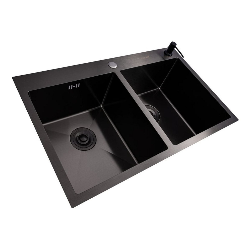 VALESO Кухонна мийка PVD чорна 78*48 VALESO Handmade на дві чаші (3.0/0.8) Коломия - фото 8