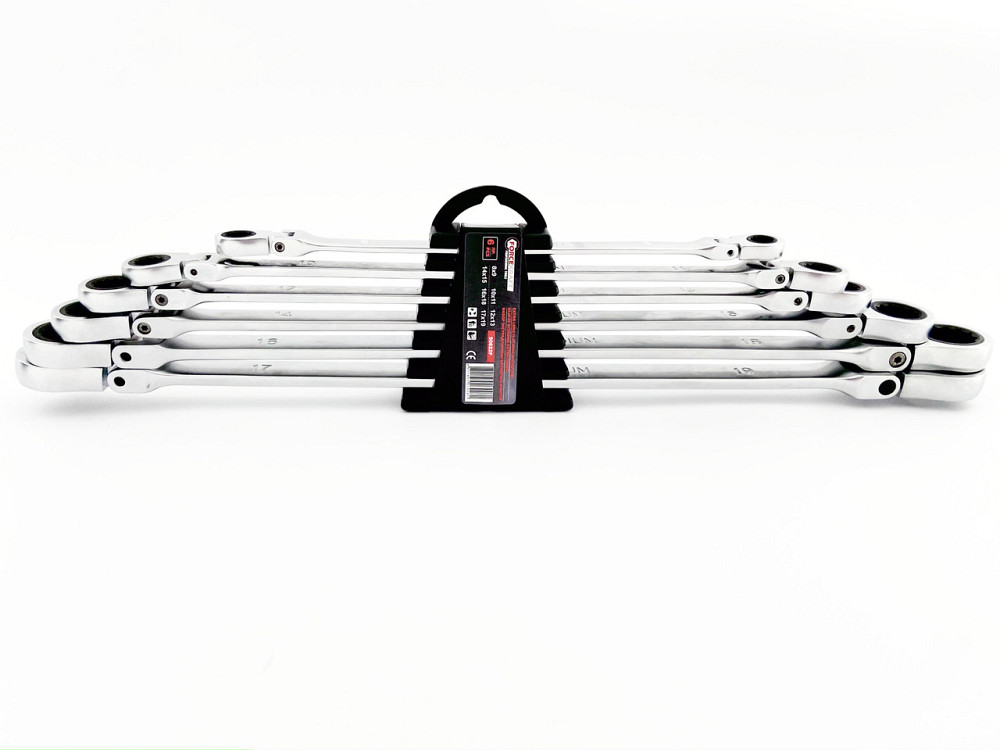 Набір ключів накидних екстра довгих тріскачкових, з шарнірами 6пр.(8х9, 10х11, 12х13, 14х15, 16х18, 17х19мм), Одесса - изображение 1