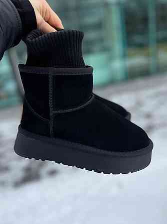 Hengji Угги жіночі HENGJI чорні натуральна замша высота 13 см размер 36-40 (T56-1) Коломыя