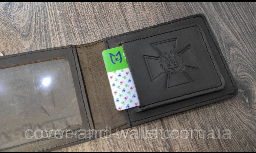 Шкіряна обкладинка СБУ з додатковою кишенею коричневого кольору Київ - фото 8
