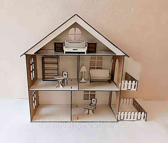 Ляльковий будиночок   з терасою і набором меблів. Зібраний , готовий до гри. Ірпінь