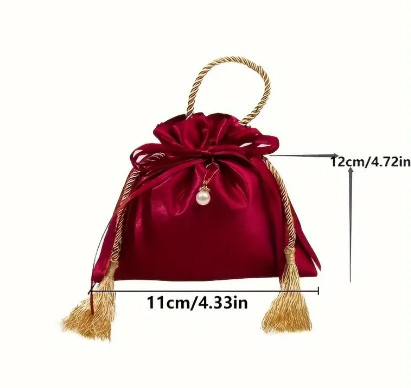 Мешок для рун, магических инструментов, амулетов на золотистом шнурке с жемчужиной и кистями 12*11 с Киев - изображение 2