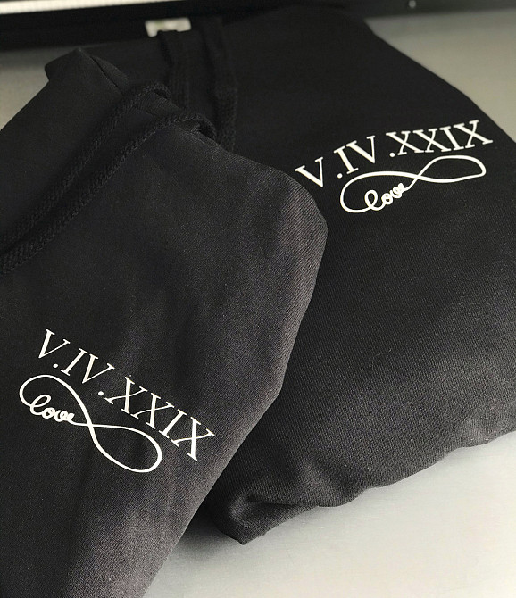 Парні толстовки з капюшоном для хлопця та дівчини з індивідуальними датами та нескінченністю Чернівці - фото 3