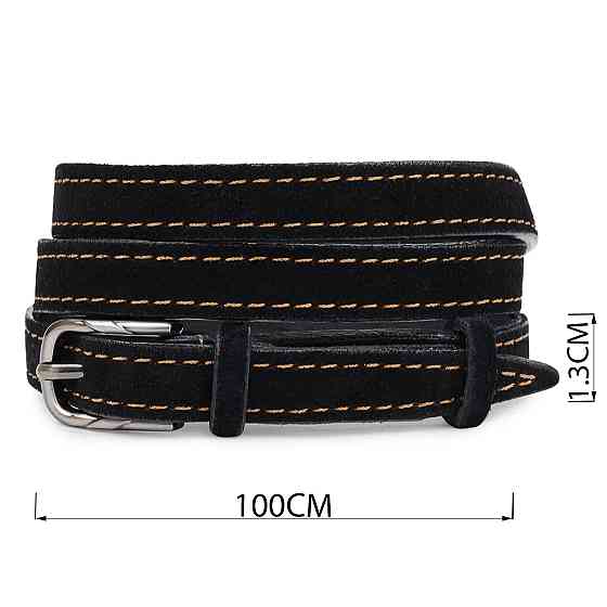 Замшевый оригинальный женский ремень Vintage 20756 Черный Киев