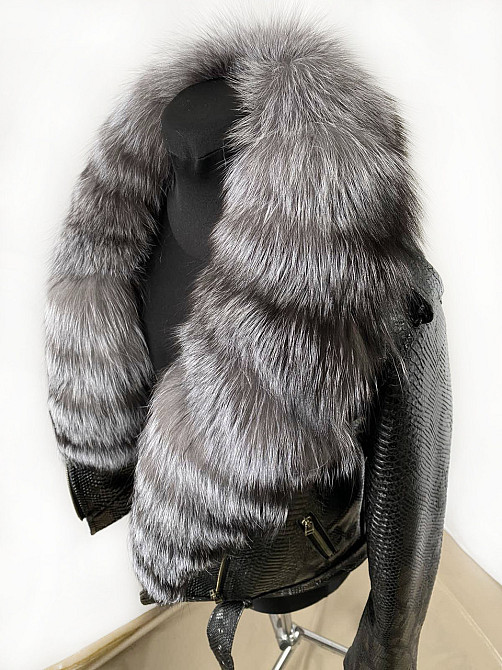 Куртка косуха женская с натуральным мехом чернобурки р 54 Харьков - изображение 5