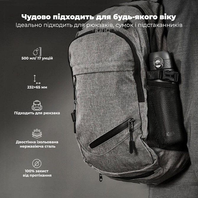 Пляшка для води металева вакуумна ION8 500 мл. Vacuum Insulated, Grey Кам'янське - фото 5