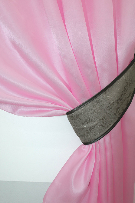 Кухонные шторы VR-Textil № 073к с ламбрекеном и подхватами розовый с серо-коричневым 270х170 см (52-0293) Киев - изображение 3