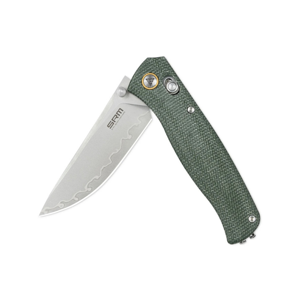 Ніж складаний туристичний SRM Medal 255L-MG3 (8.2 см) 140Cr / Micarta зелений Киев - изображение 2