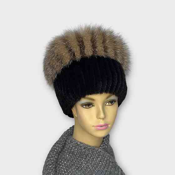 Норковая шапка зимняя женская кубанка Джессика Коричневый Харьков