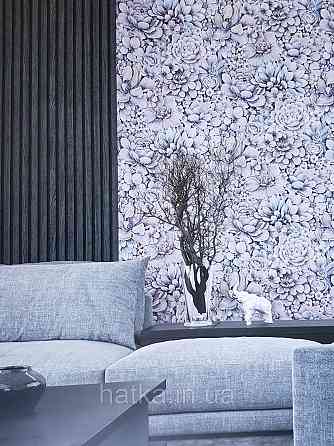 Шпалери вінілові на флізелін Marburg Floralia 1.06х10 квіти піони сині, блакитні, коричневі 33905 Київ