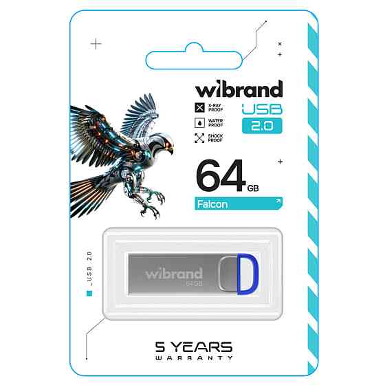 Flash Wibrand USB 2.0 Falcon 64Gb Blue (WI2.0/FA64U7U) Київ