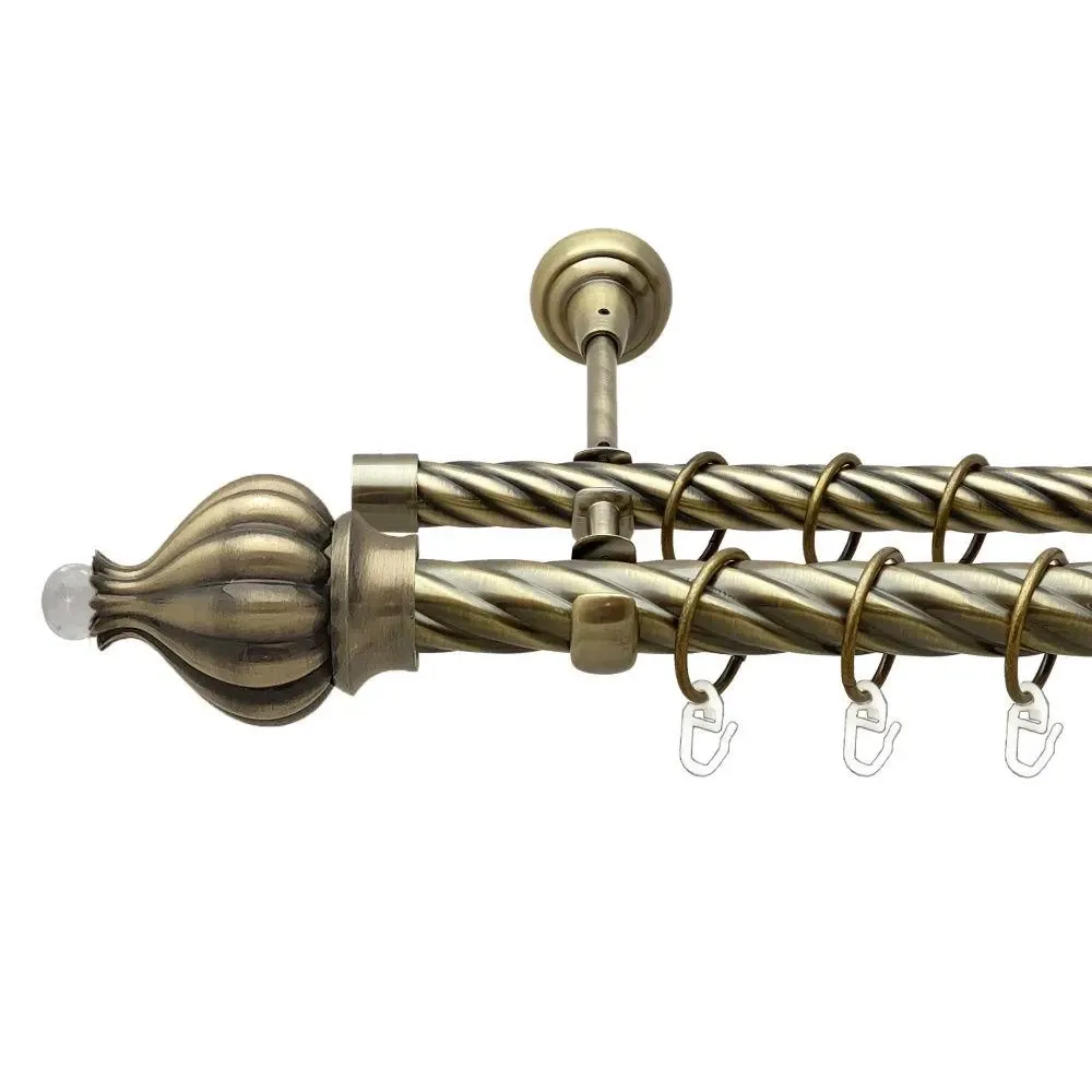 Карниз Orvit Таджа-Кристал металевий дворядний відкритий скручена труба кільце металеве Антик 25\19 мм 160 см Львов - изображение 1