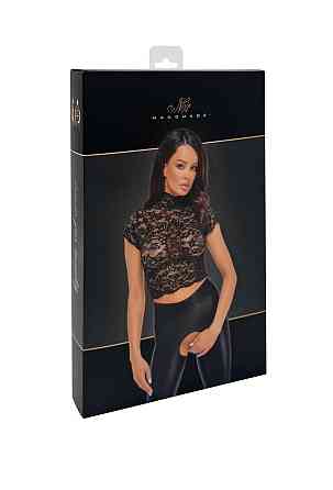 Топ Noir Handmade F303 Essence, L, black, мереживний, короткий рукав, комір-стійка Sex Aura Київ