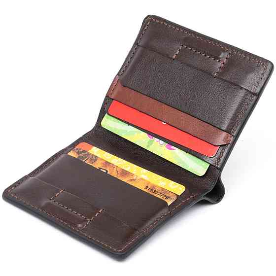 Вертикальное портмоне-кредитница комби в гладкой коже GRANDE PELLE 11328 Коричневое Киев