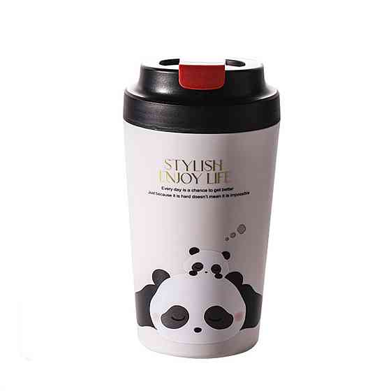 Термокружка Panda с фарфоровой колбой, 380 мл, черная Киев