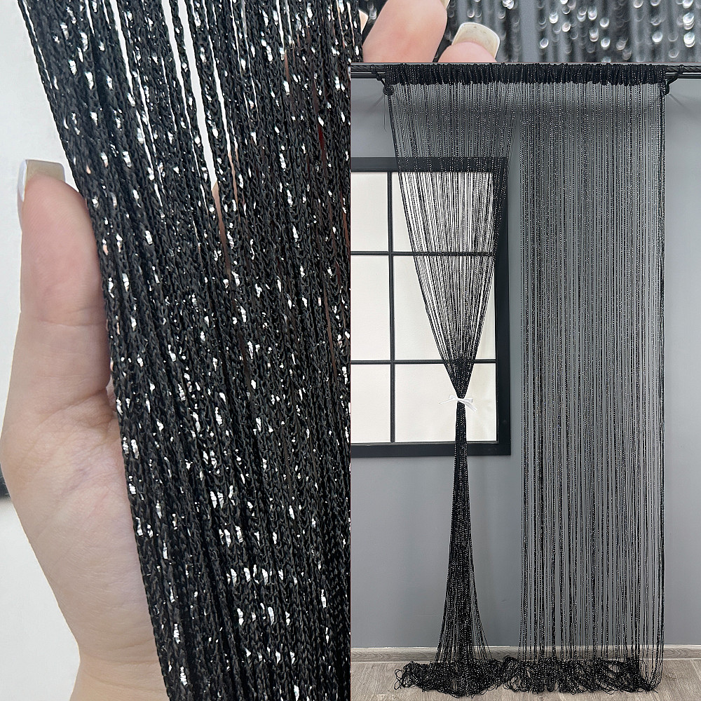 Шторы-нити с люрексом Черный 300х300см 1 шт (61-099) Киев - изображение 1