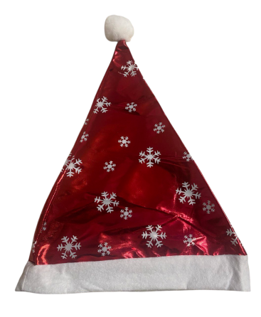 Новогодняя шапка красная блестящая для детей и взрослых - размер окружности около 56 см, текстиль Киев