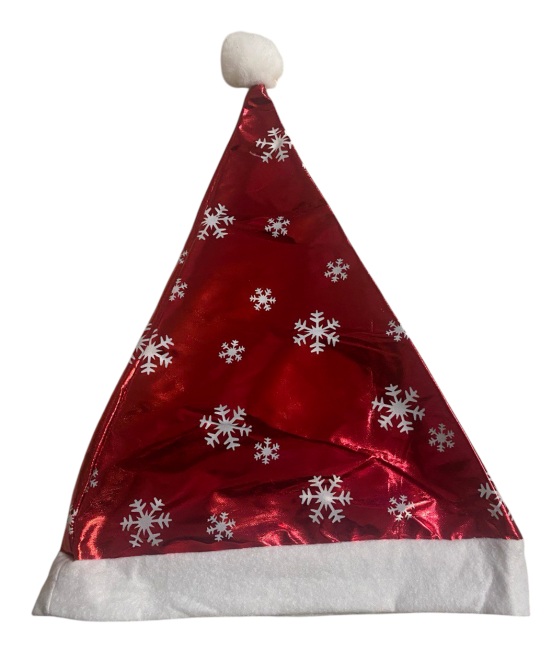 Новогодняя шапка красная блестящая для детей и взрослых - размер окружности около 56 см, текстиль Киев - изображение 2