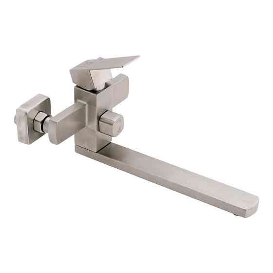 Смеситель для ванны Lidz Kubis 005 с поворотным изливом (c душевым гарнитуром) (k35) LDKUB005NKS28537 Nickel Киев