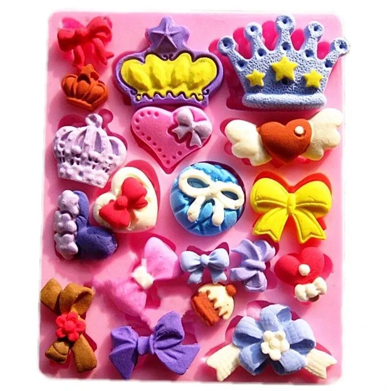 Молд силіконовий Бантики і корони 90 на 72 мм рожевий Київ - фото 7