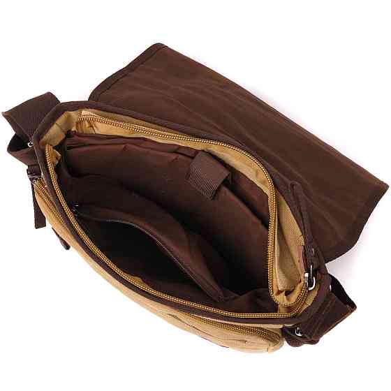 Практична сумка через плече для ноутбука 13" із щільного текстилю Vintage 22202 Пісочний Київ