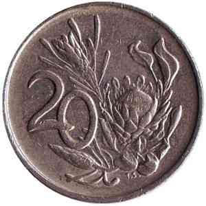 Цветок протея. Монета 20 млн. 1981,85,77 рік, ПАР. (Д) Полтава