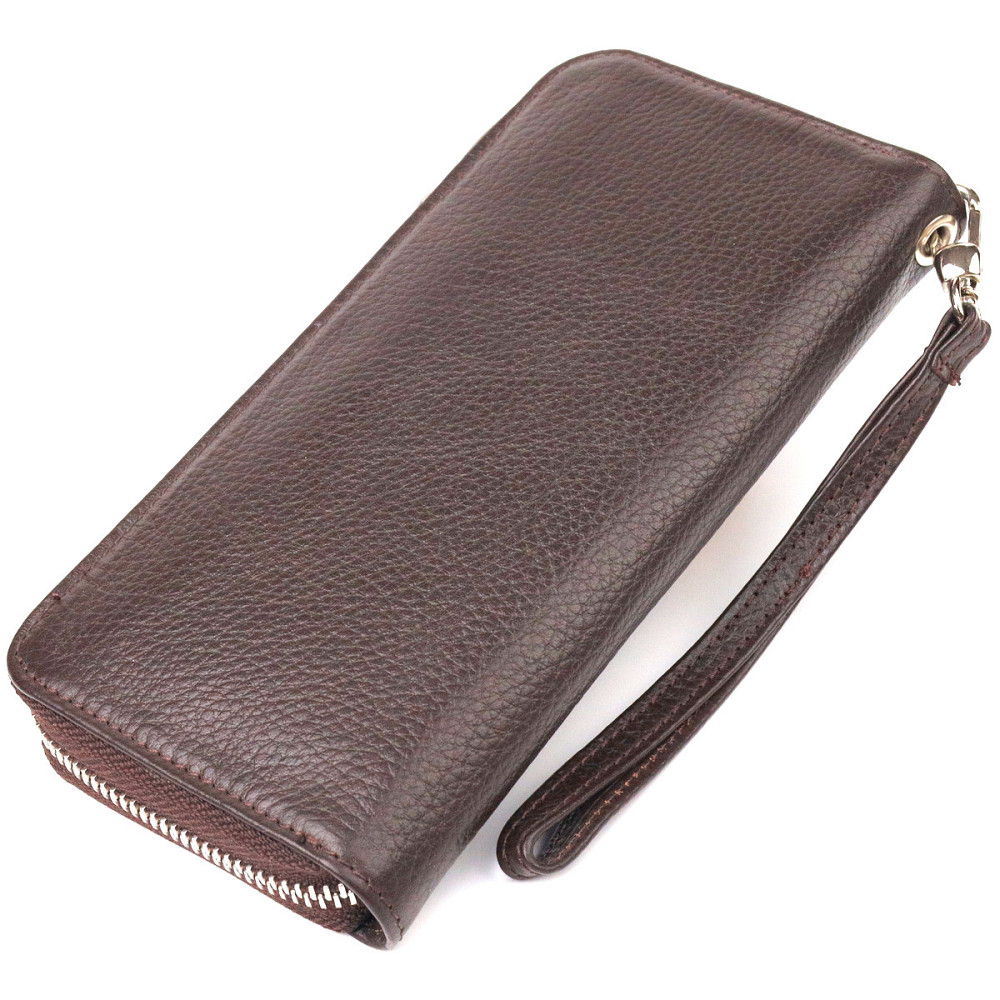 Практичний гаманець для жінок із натуральної зернистої шкіри Коричневий (CANPELLINI) Київ - фото 6