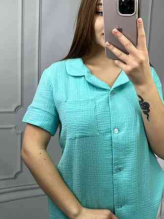 Піжама жіноча шорти і сорочка муслінова Бірюзовий L Харків