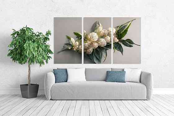 Модульная картина в гостиную / спальню Білі  квіти    ART-155_3A 70х130 см Киев