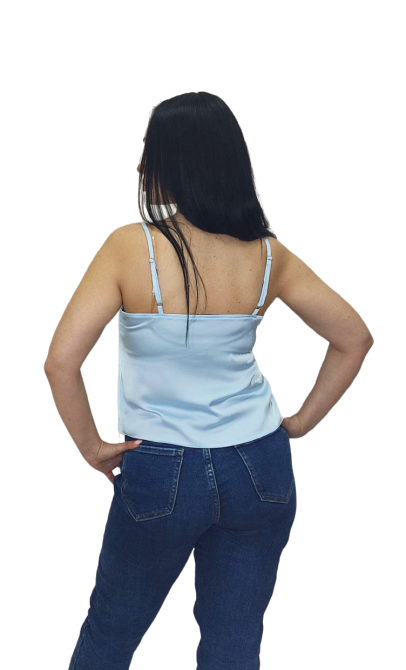 Шовкова майка на тонких бретельках Блакитний XL/2XL Харків - фото 10