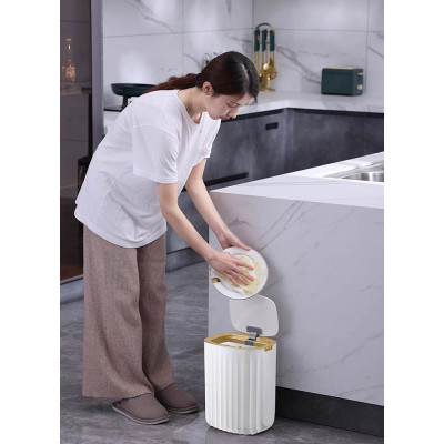 Контейнер для мусора JAH Nordic Сенсорный Белый с серым 12 л (20258) Винница - изображение 10