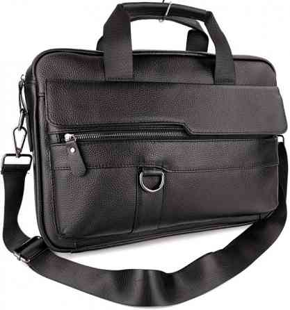 Мужской портфель для ноутбука и документов Tiding Bag (39 x 28 x 8 см) из натуральной кожи Черный Киев