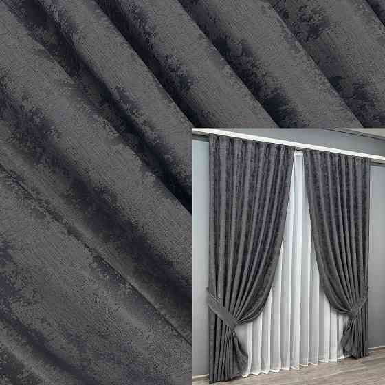 Комплект готовых штор VR-Textil Жаккард Sultan YL № 1211ш Графитовый 200х270 см 2 шт (32-458) Киев