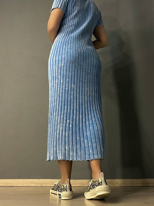 Платье женское Fashion 3042 длинное трапеция трикотажное в рубчик, голубой, one size Киев - изображение 14